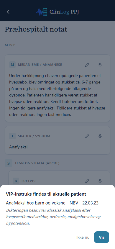 VIP-instruks fundet