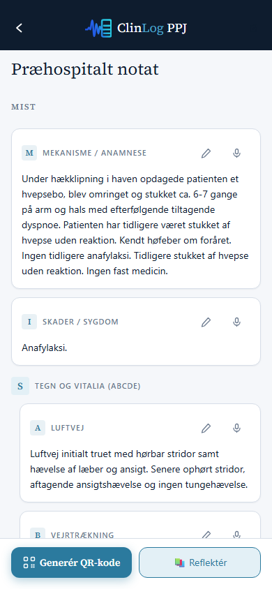 Struktureret MIST/ABCDE-notat