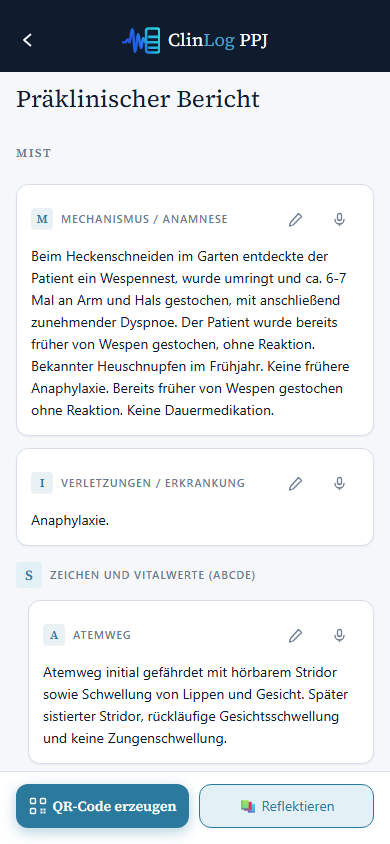 Strukturierter MIST/ABCDE-Bericht