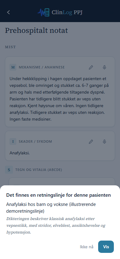 Retningslinje funnet