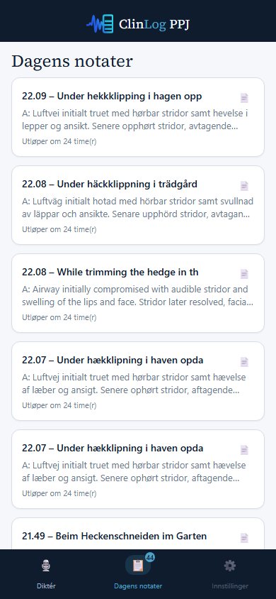 Dagens notater