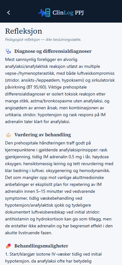 AI-refleksjon: klinisk vurdering