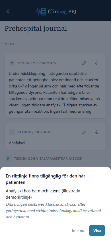 Riktlinje hittad